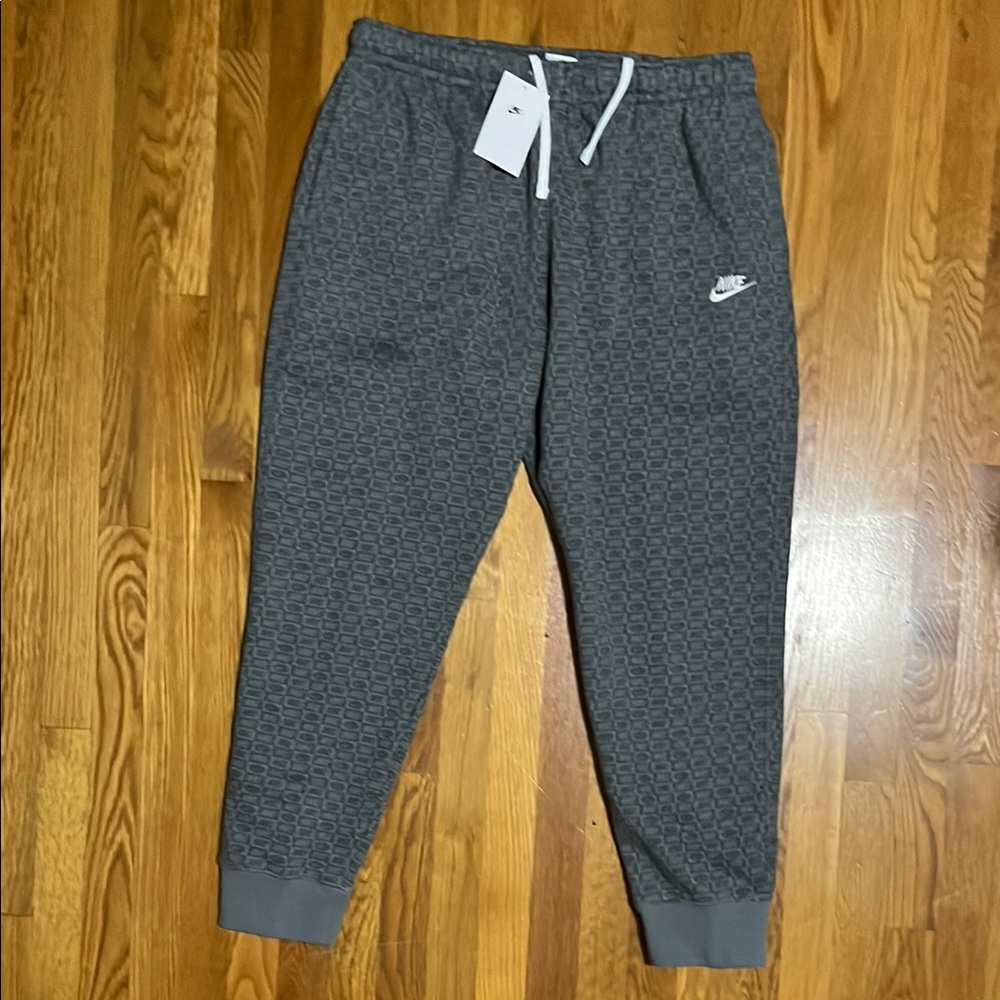 Nike Gray Quilted Sweatpants with Tapered Ankles